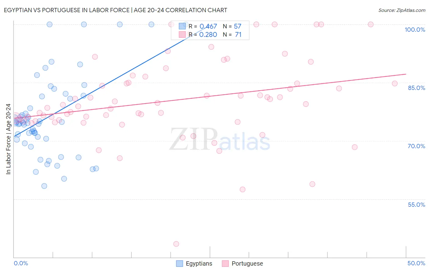 Egyptian vs Portuguese In Labor Force | Age 20-24