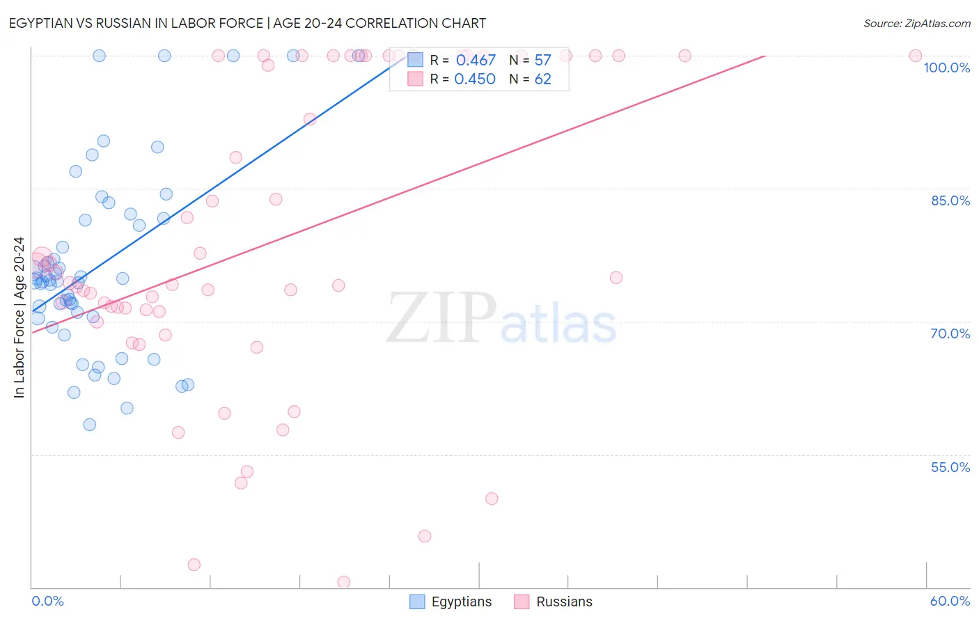 Egyptian vs Russian In Labor Force | Age 20-24