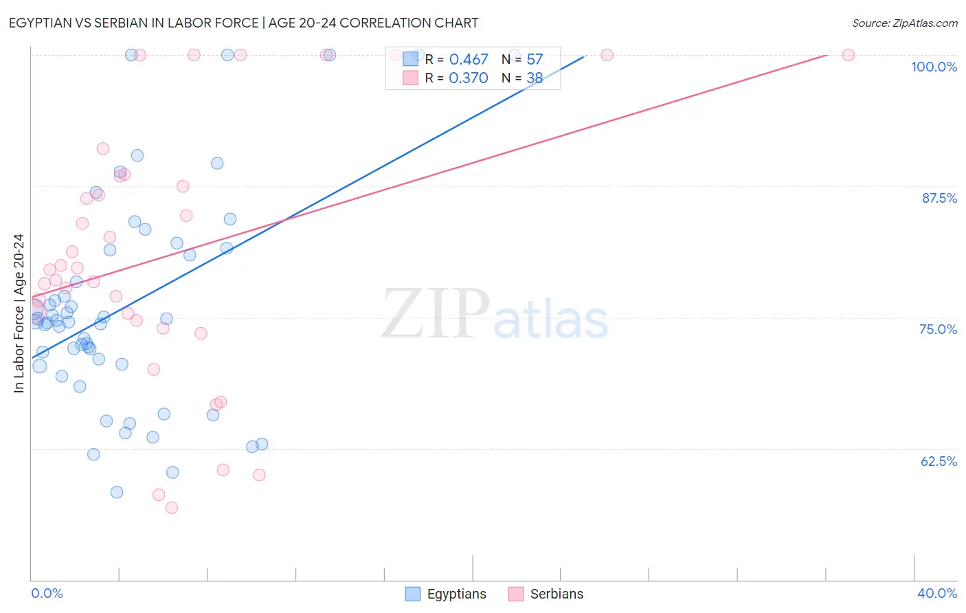 Egyptian vs Serbian In Labor Force | Age 20-24