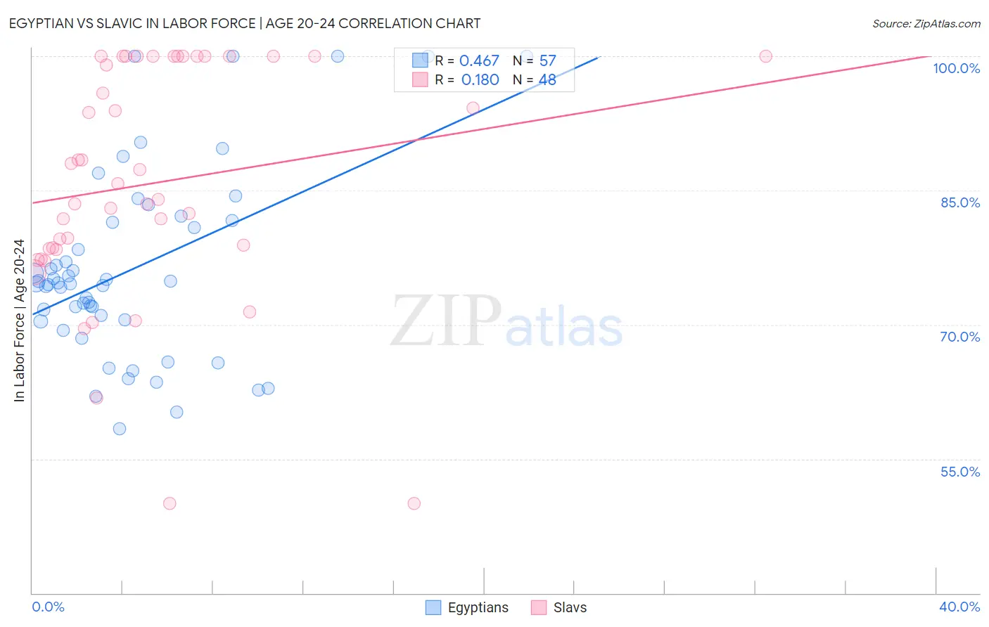 Egyptian vs Slavic In Labor Force | Age 20-24