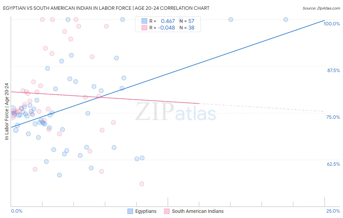 Egyptian vs South American Indian In Labor Force | Age 20-24