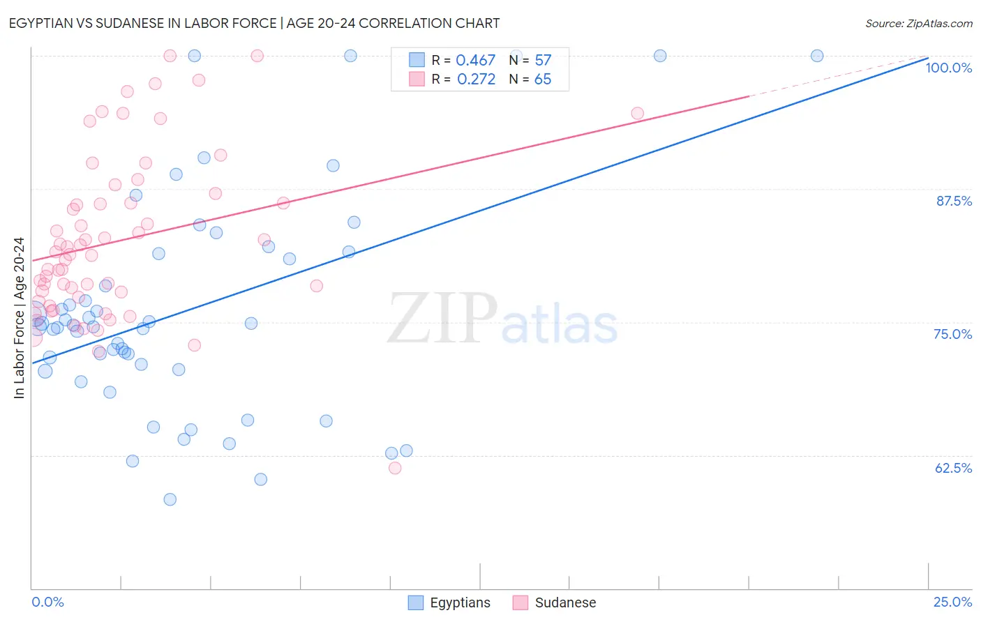 Egyptian vs Sudanese In Labor Force | Age 20-24