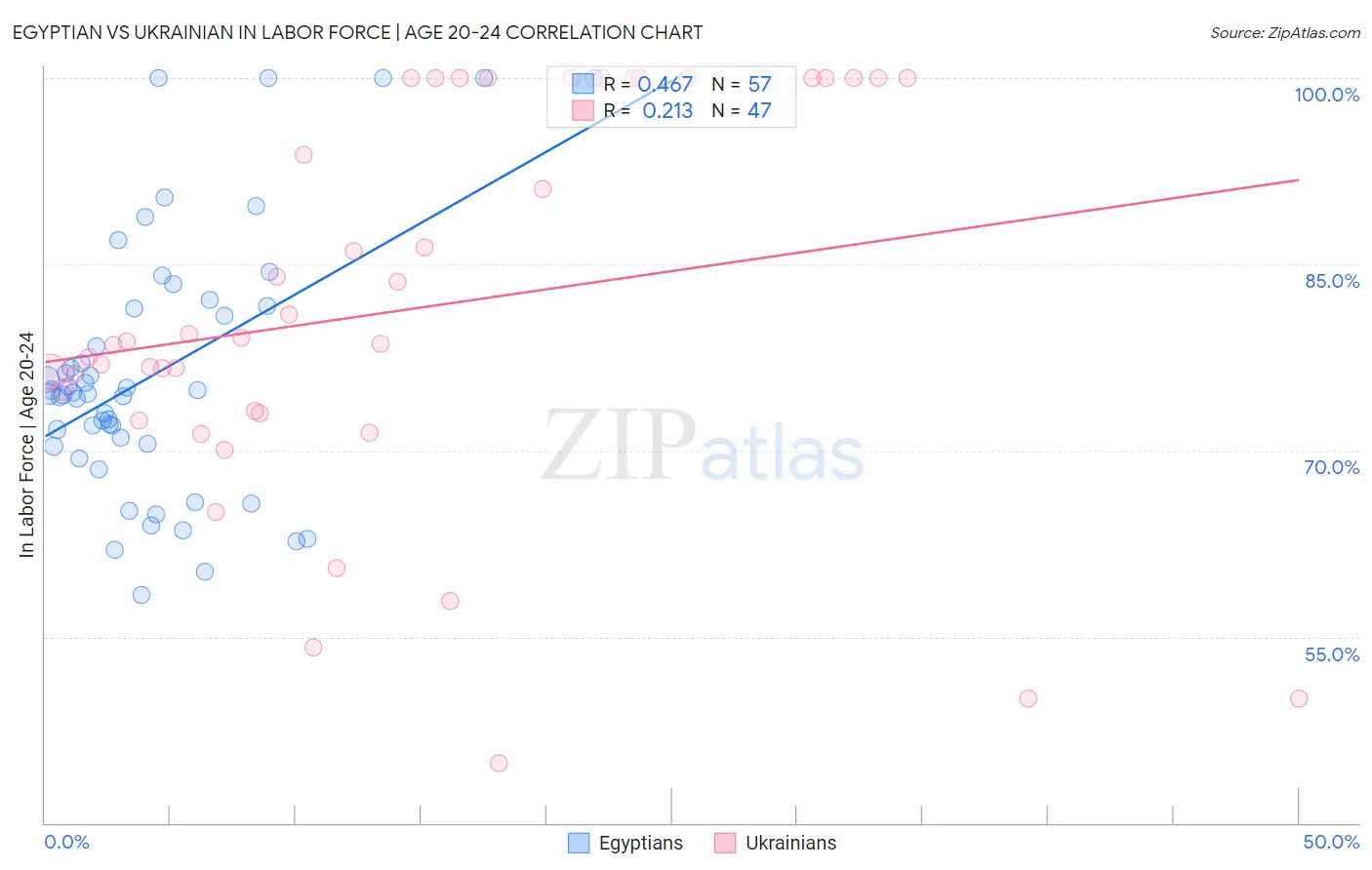 Egyptian vs Ukrainian In Labor Force | Age 20-24