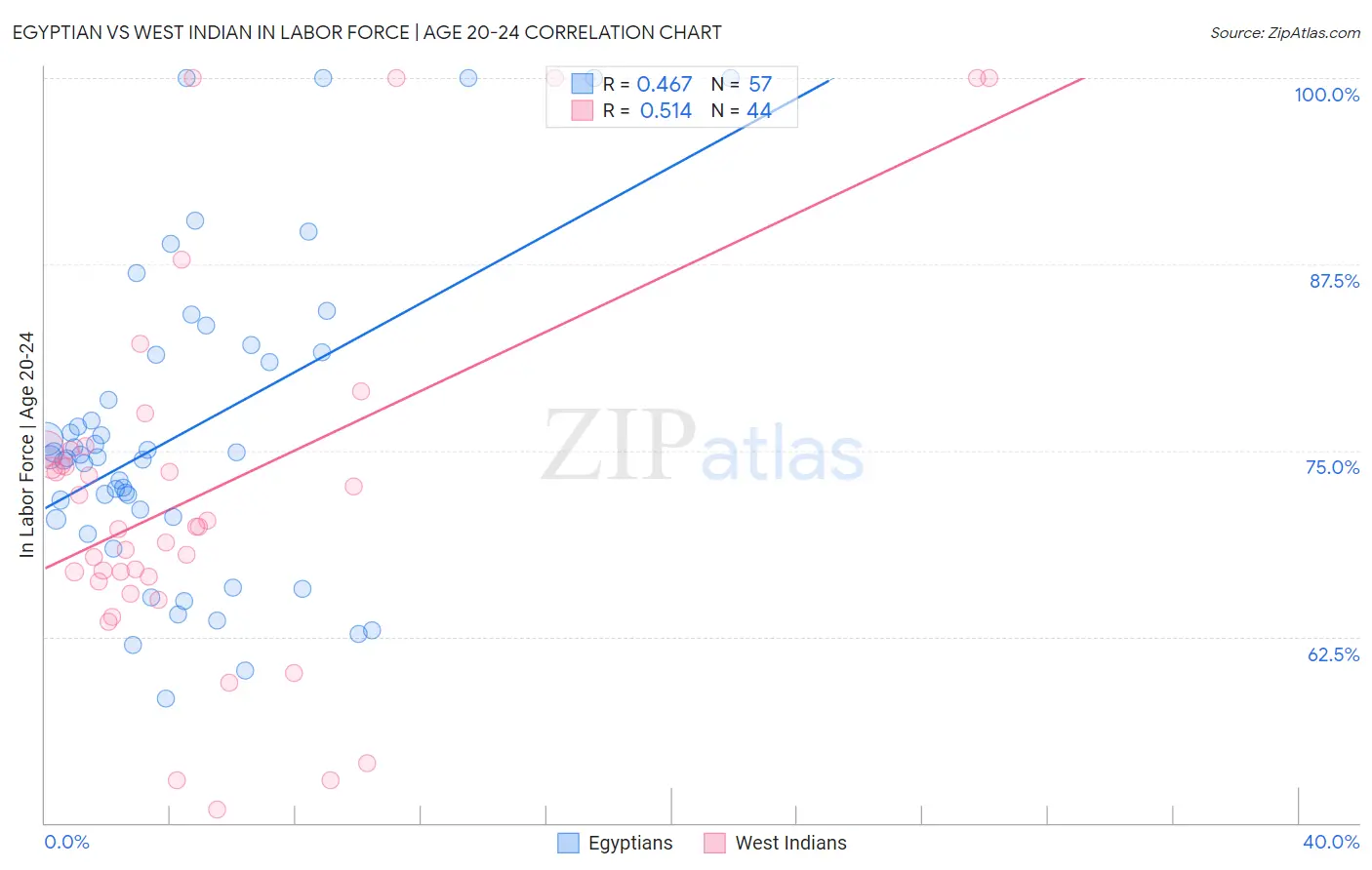 Egyptian vs West Indian In Labor Force | Age 20-24