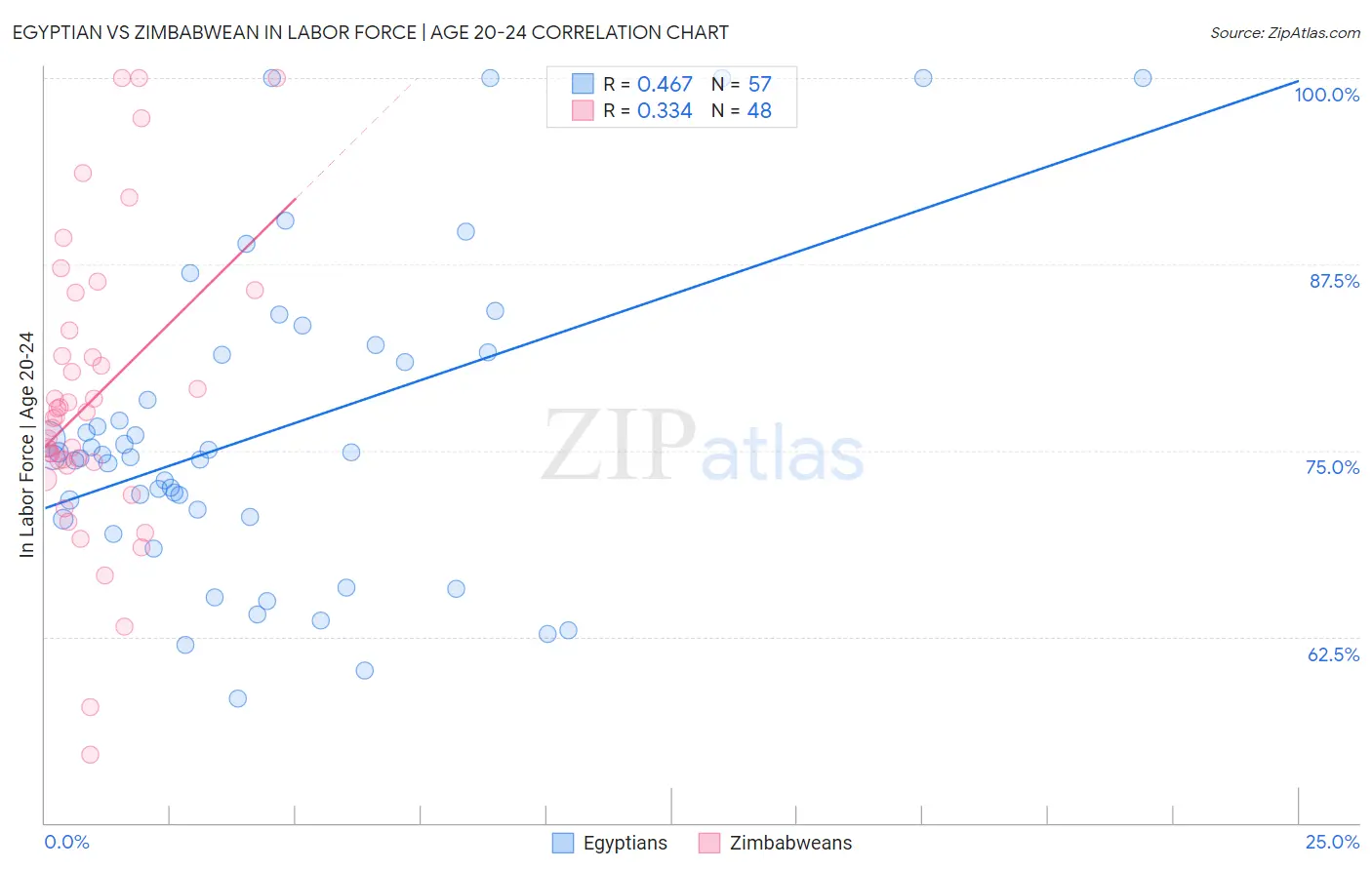 Egyptian vs Zimbabwean In Labor Force | Age 20-24