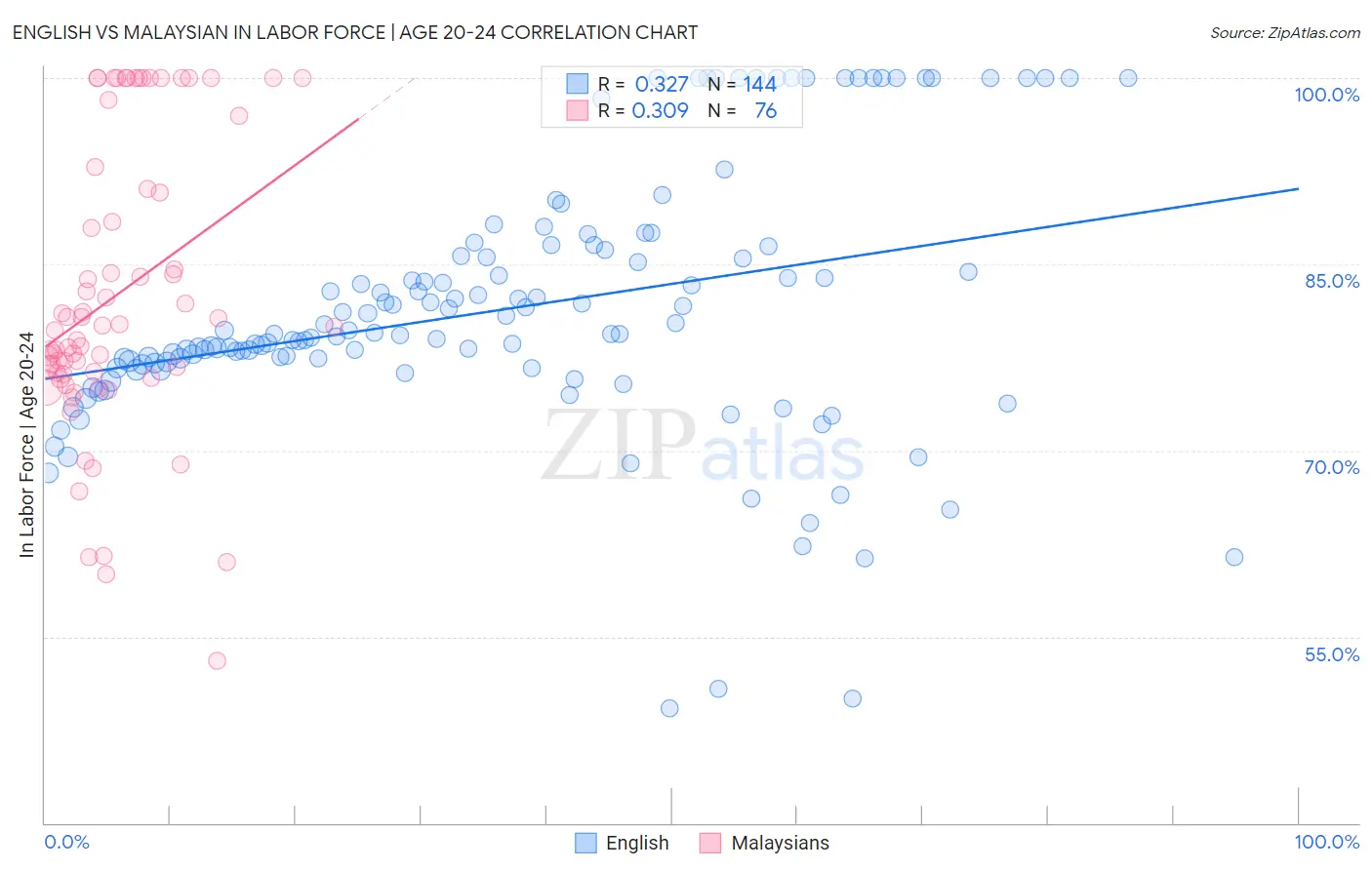 English vs Malaysian In Labor Force | Age 20-24
