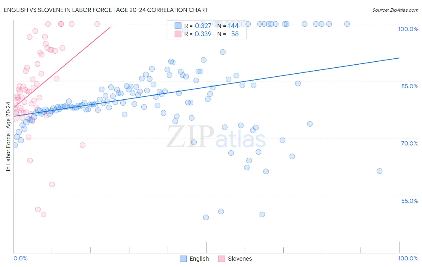 English vs Slovene In Labor Force | Age 20-24