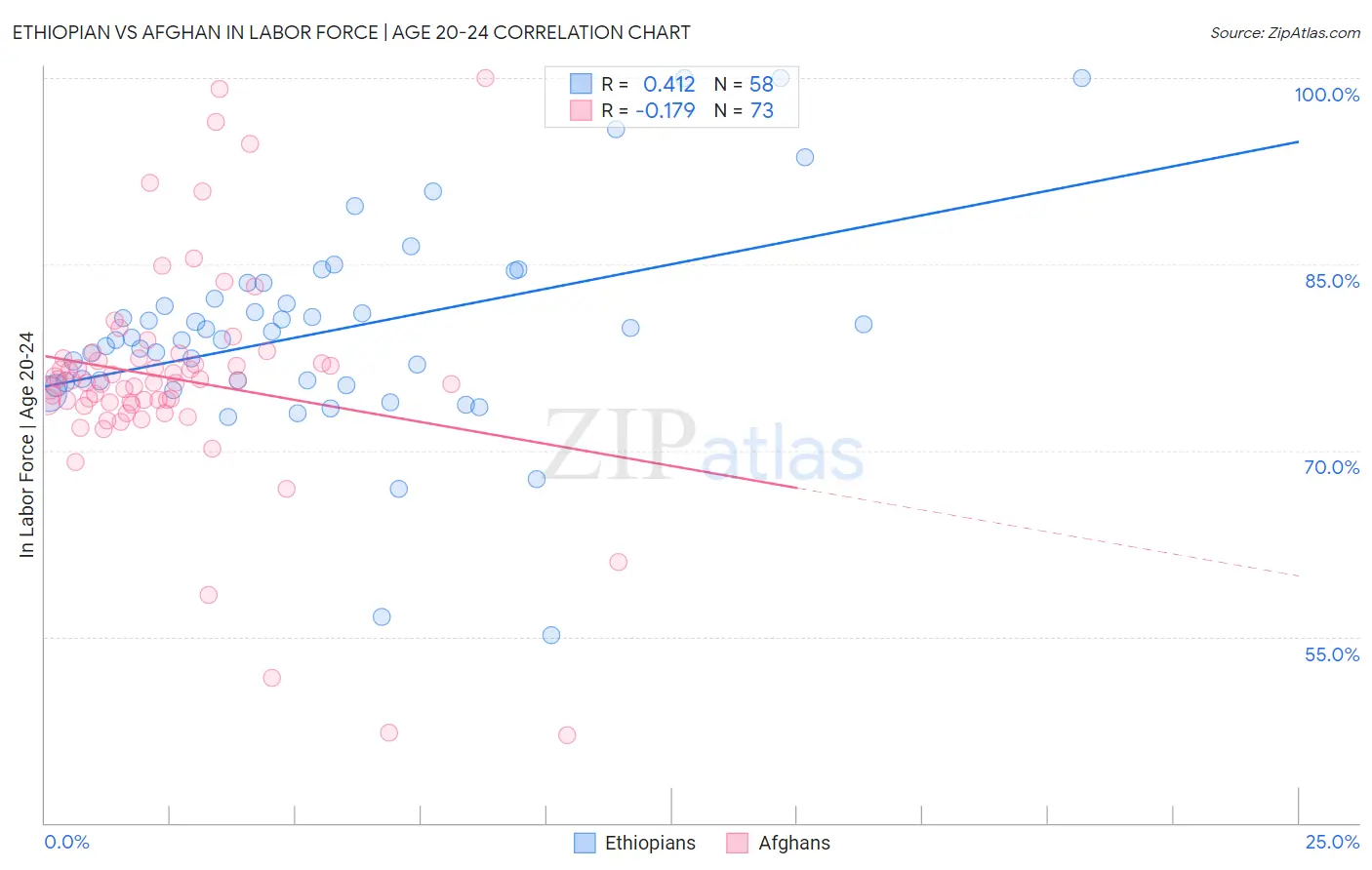 Ethiopian vs Afghan In Labor Force | Age 20-24