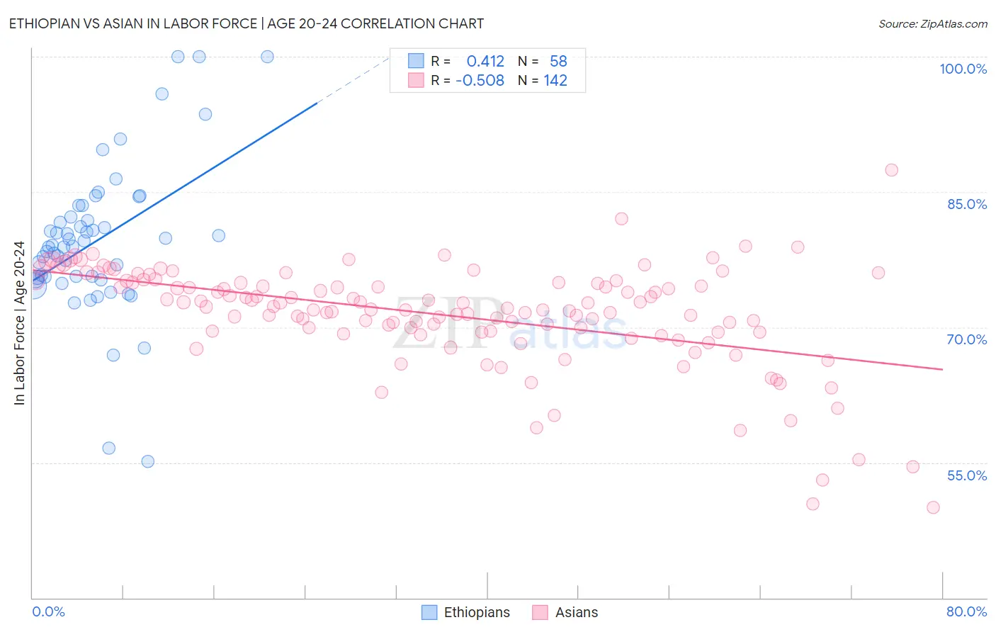 Ethiopian vs Asian In Labor Force | Age 20-24