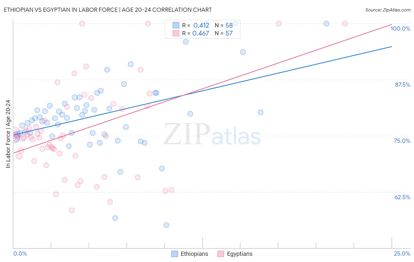 Ethiopian vs Egyptian In Labor Force | Age 20-24