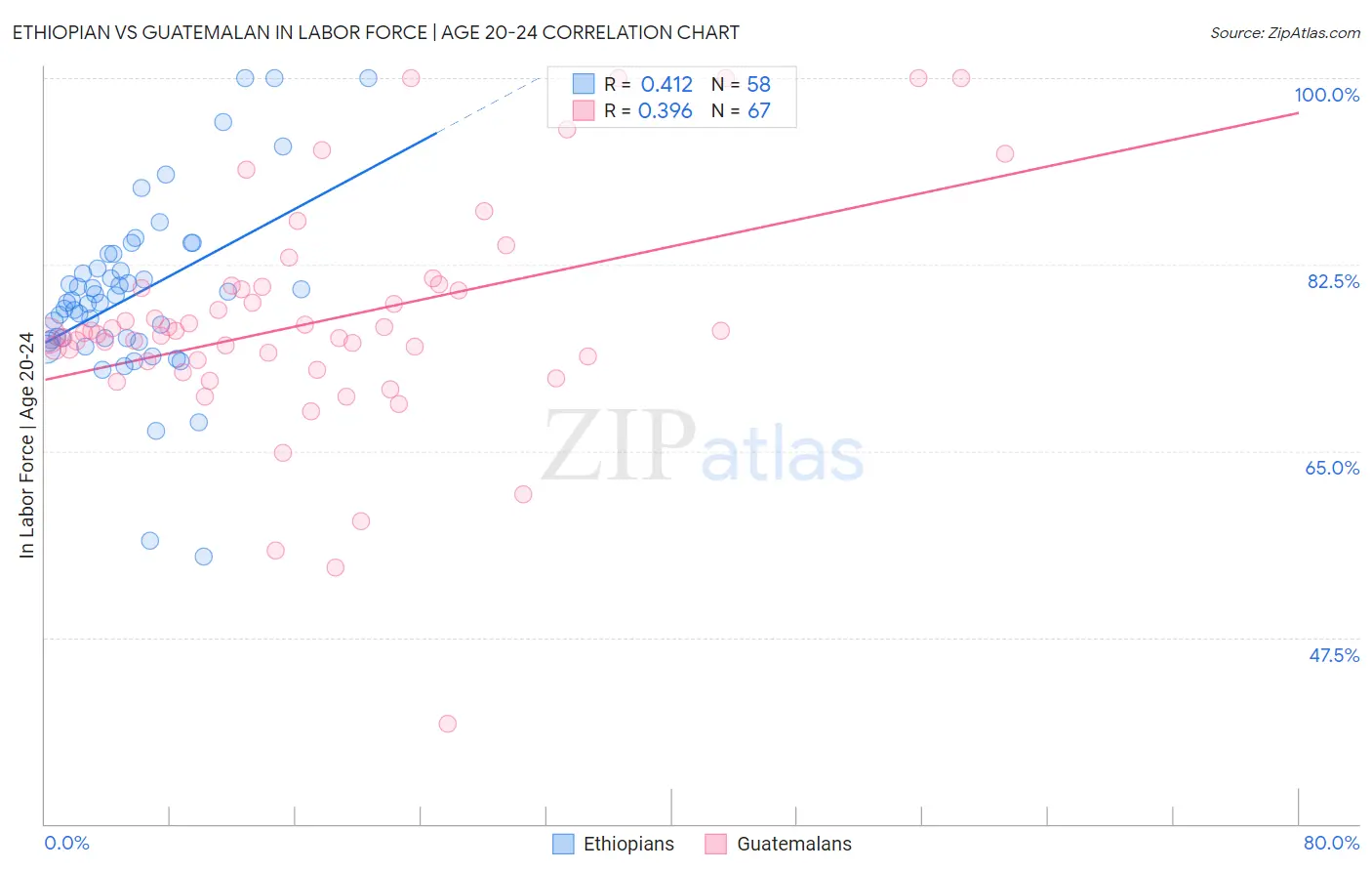 Ethiopian vs Guatemalan In Labor Force | Age 20-24