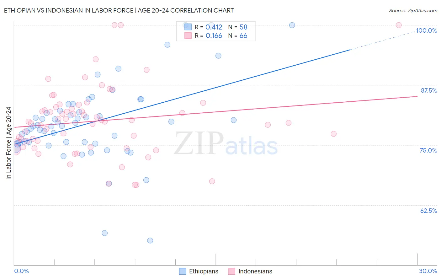 Ethiopian vs Indonesian In Labor Force | Age 20-24
