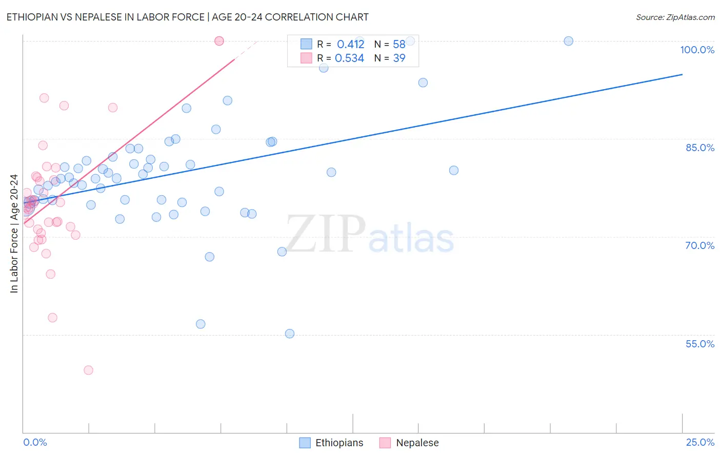 Ethiopian vs Nepalese In Labor Force | Age 20-24
