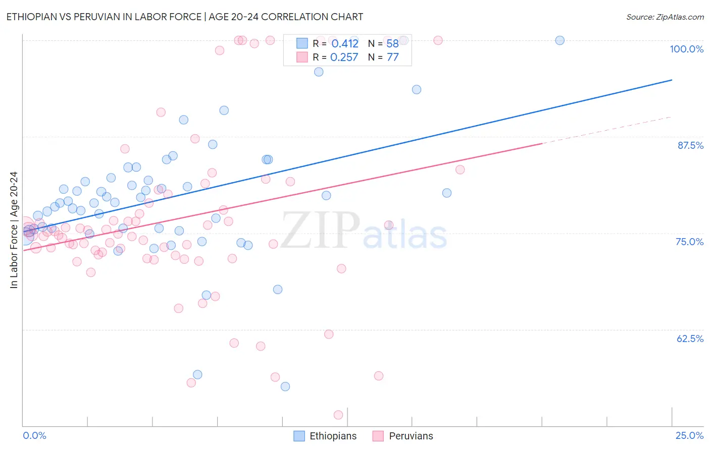 Ethiopian vs Peruvian In Labor Force | Age 20-24