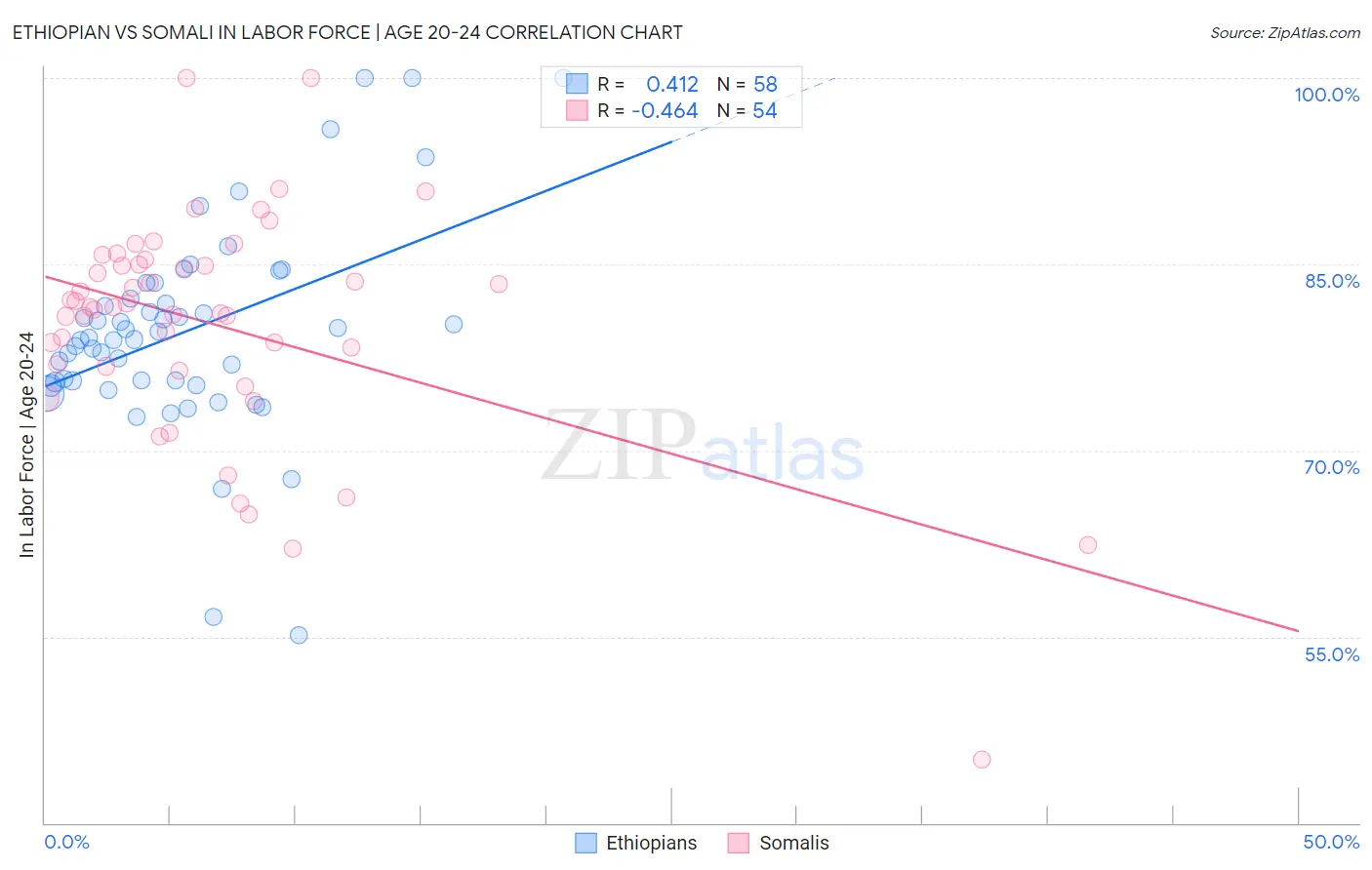 Ethiopian vs Somali In Labor Force | Age 20-24