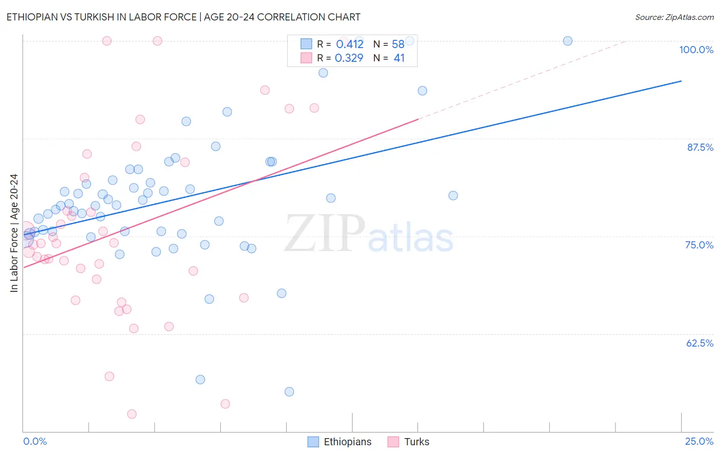 Ethiopian vs Turkish In Labor Force | Age 20-24
