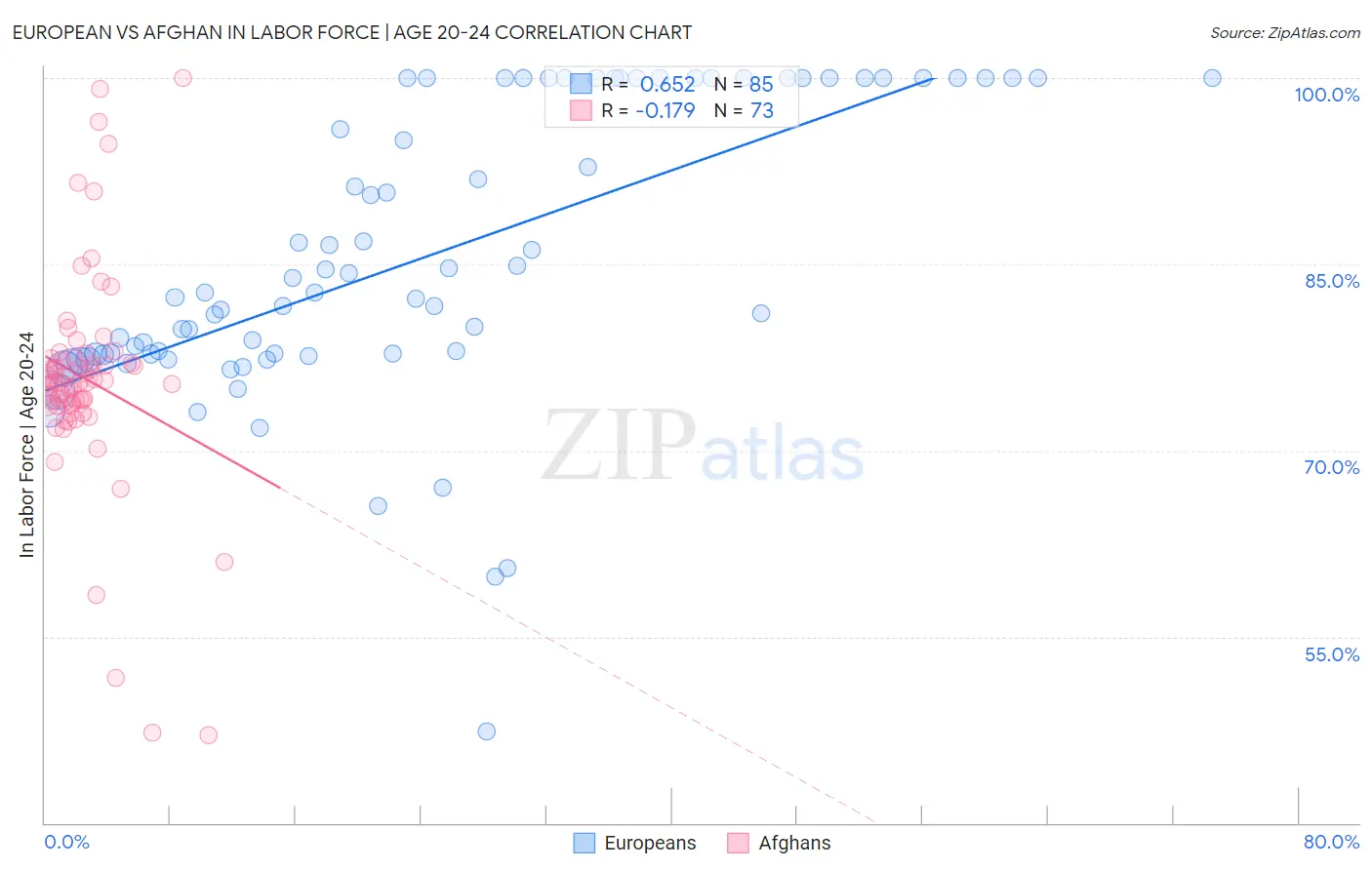European vs Afghan In Labor Force | Age 20-24