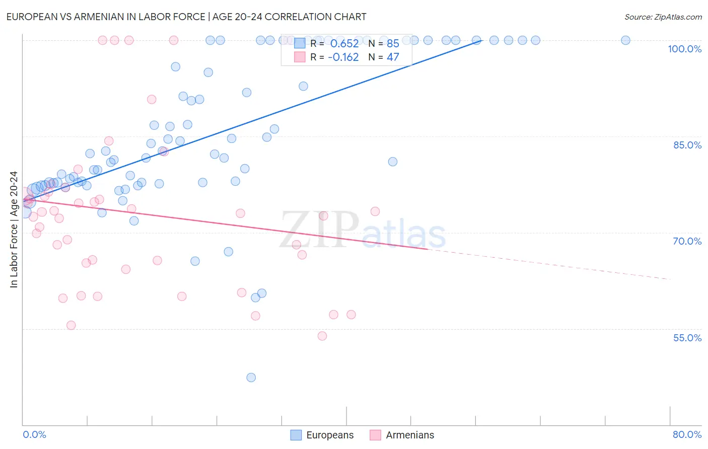 European vs Armenian In Labor Force | Age 20-24
