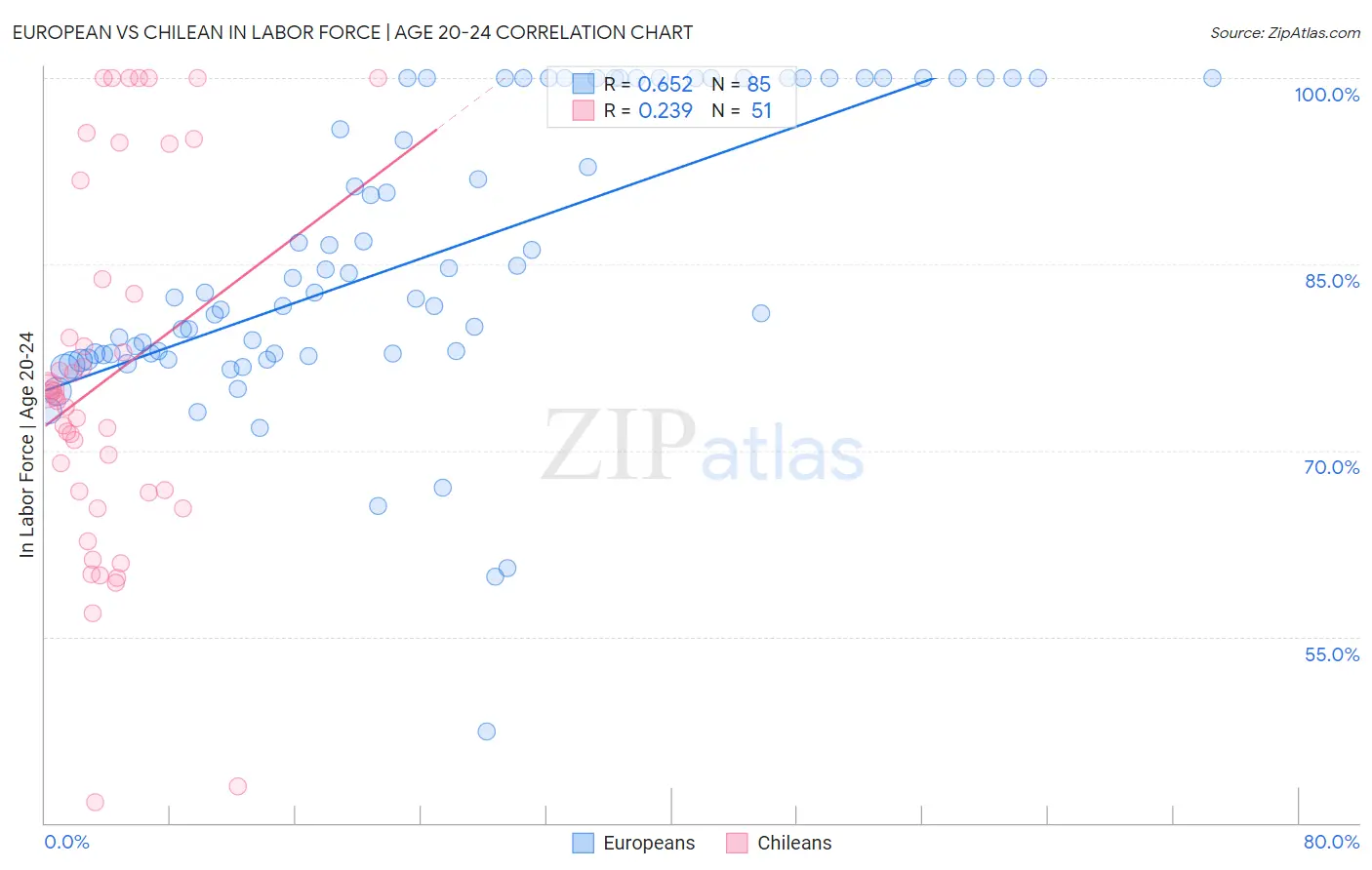 European vs Chilean In Labor Force | Age 20-24