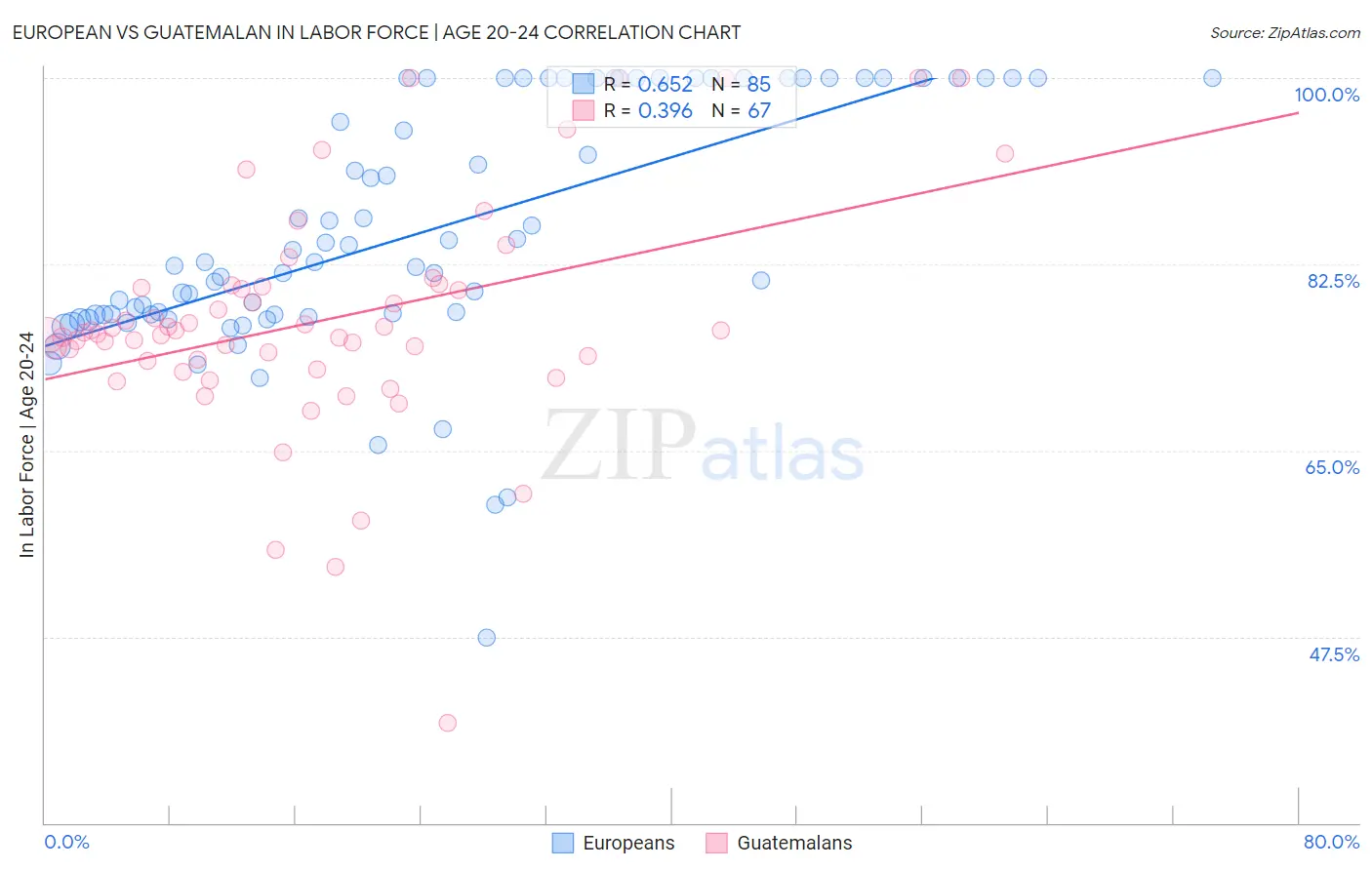 European vs Guatemalan In Labor Force | Age 20-24