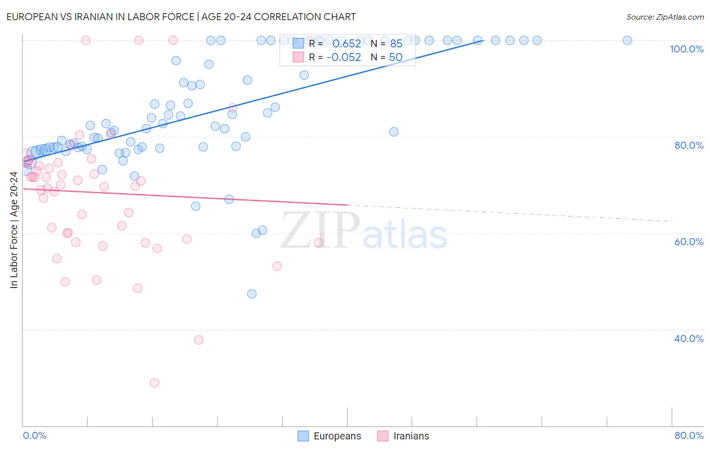 European vs Iranian In Labor Force | Age 20-24
