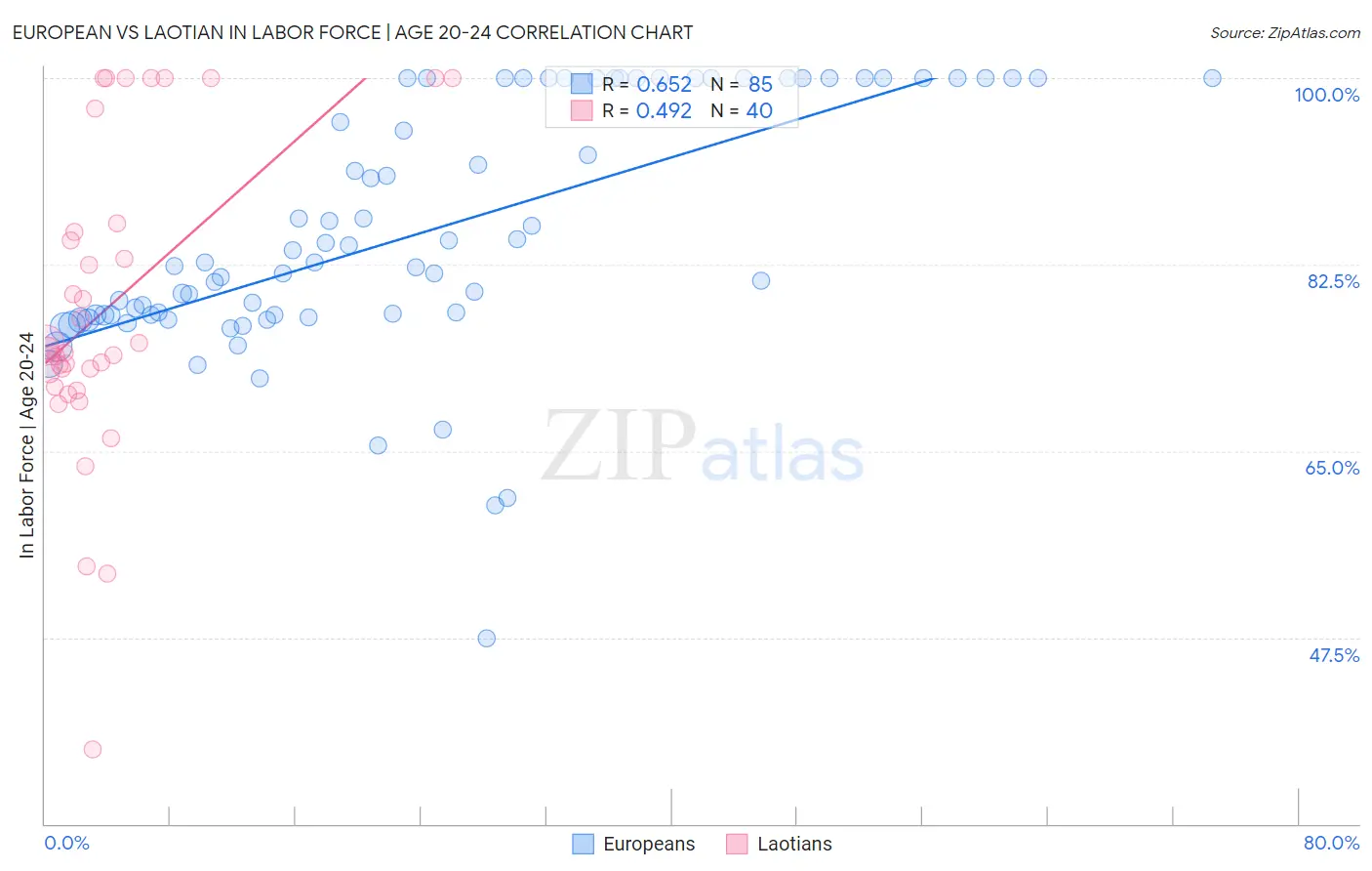 European vs Laotian In Labor Force | Age 20-24