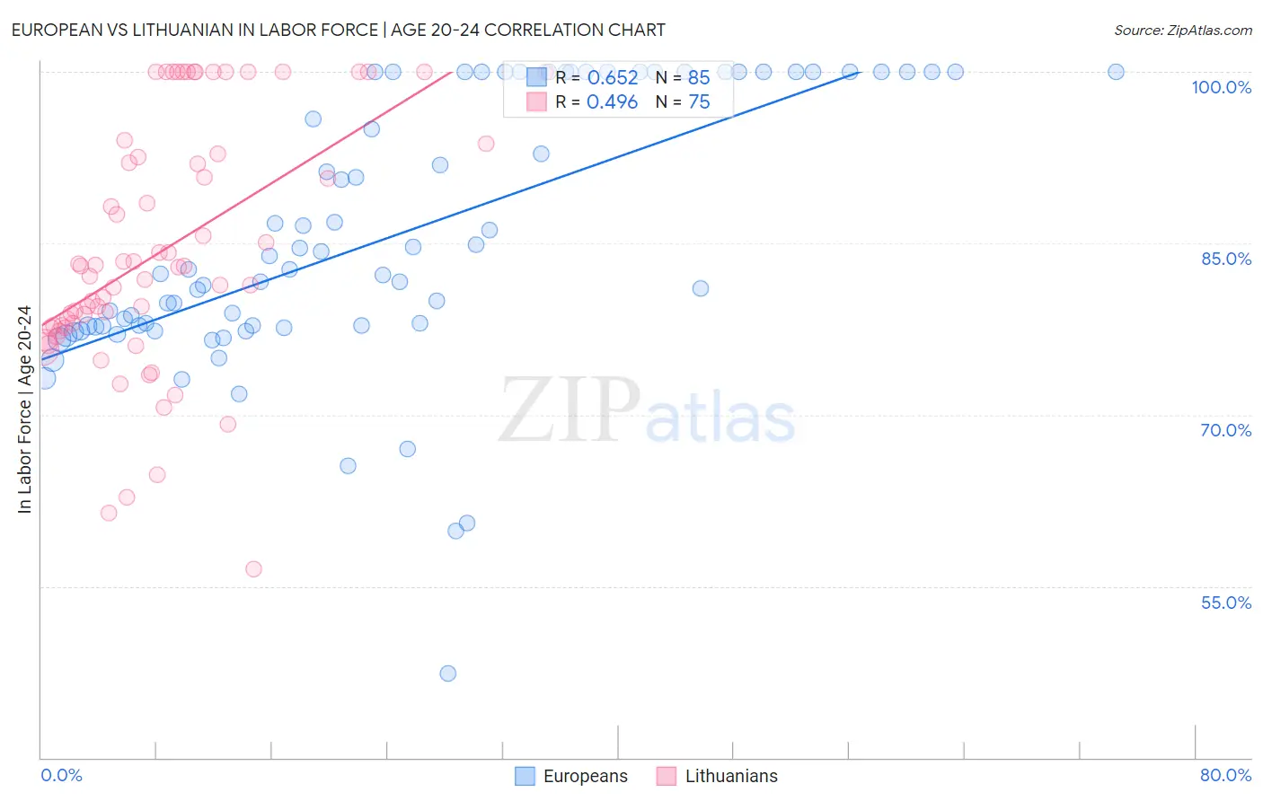 European vs Lithuanian In Labor Force | Age 20-24