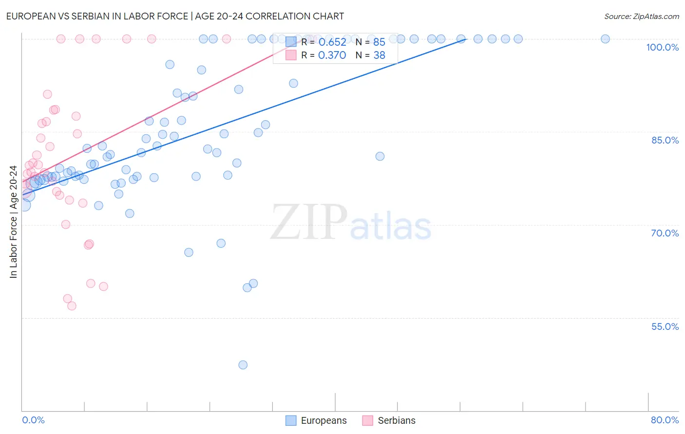 European vs Serbian In Labor Force | Age 20-24