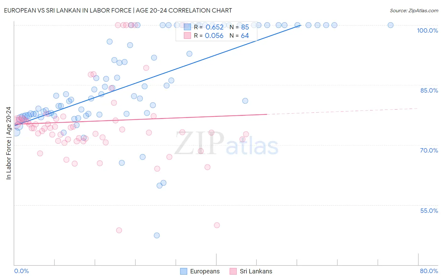 European vs Sri Lankan In Labor Force | Age 20-24