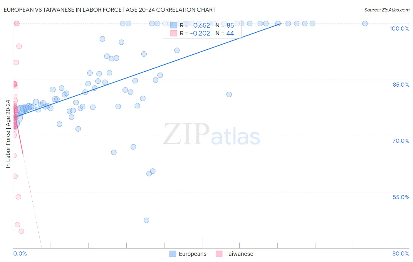 European vs Taiwanese In Labor Force | Age 20-24