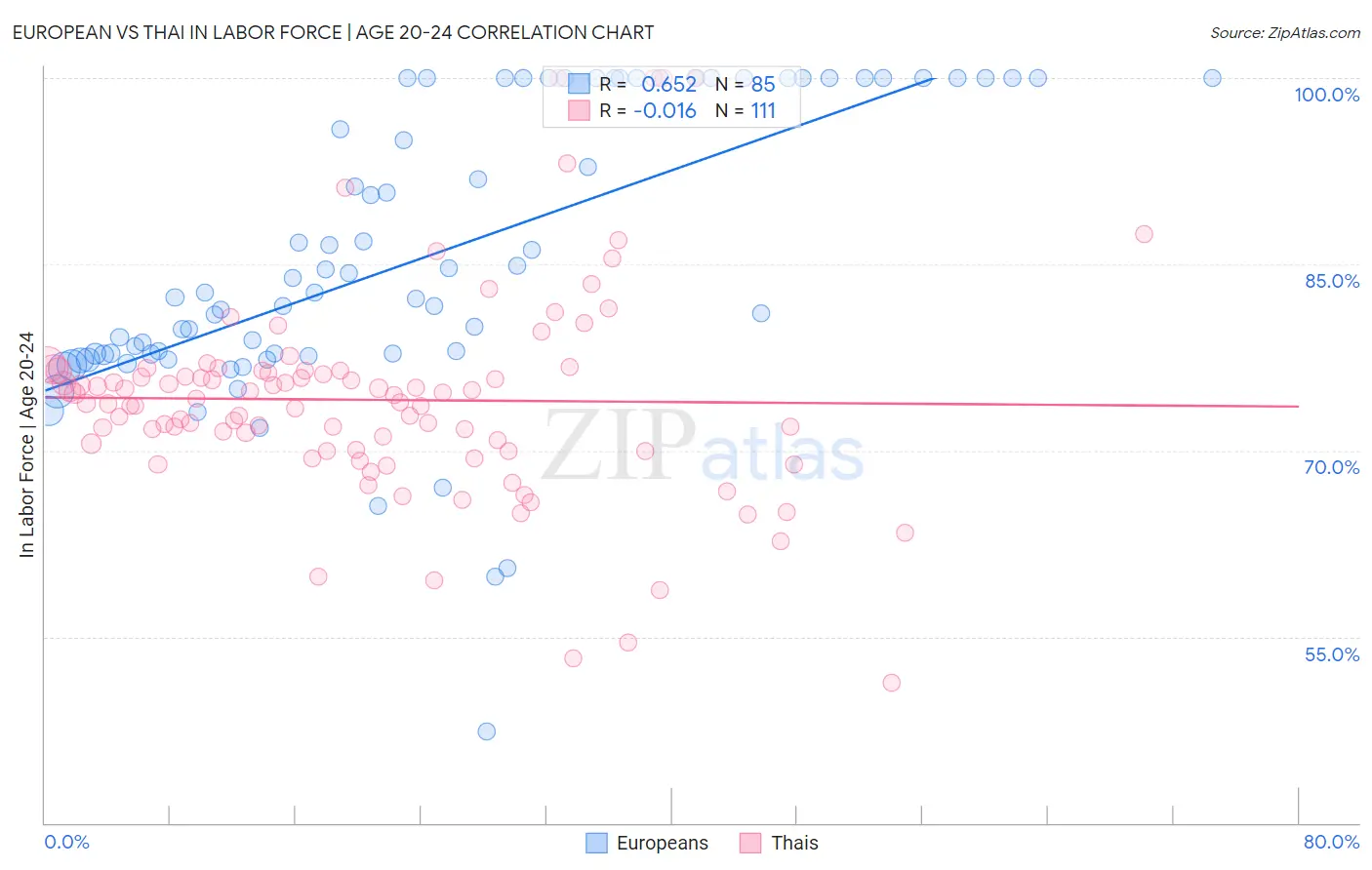European vs Thai In Labor Force | Age 20-24
