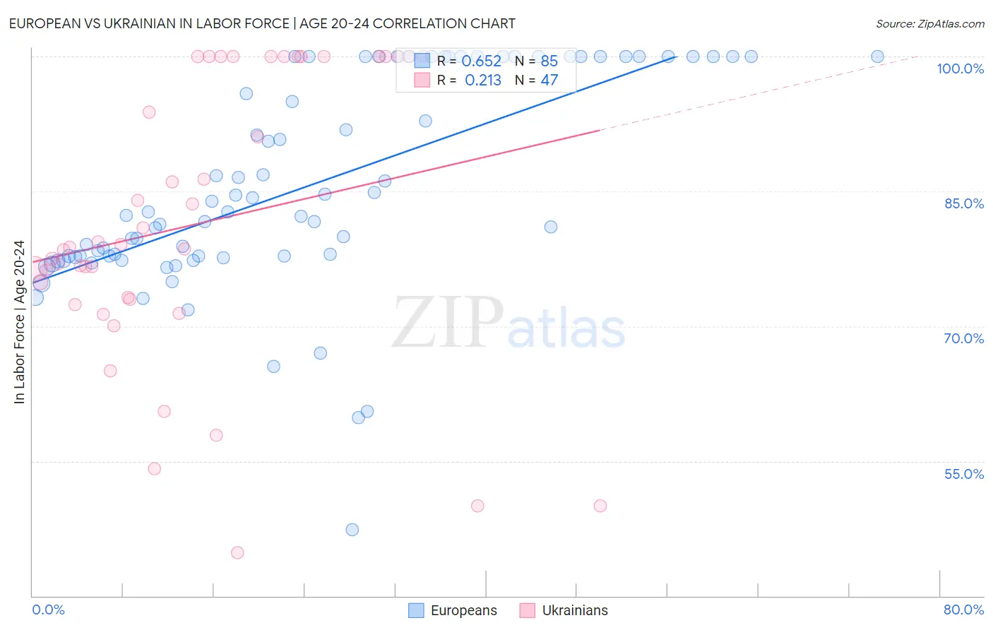 European vs Ukrainian In Labor Force | Age 20-24
