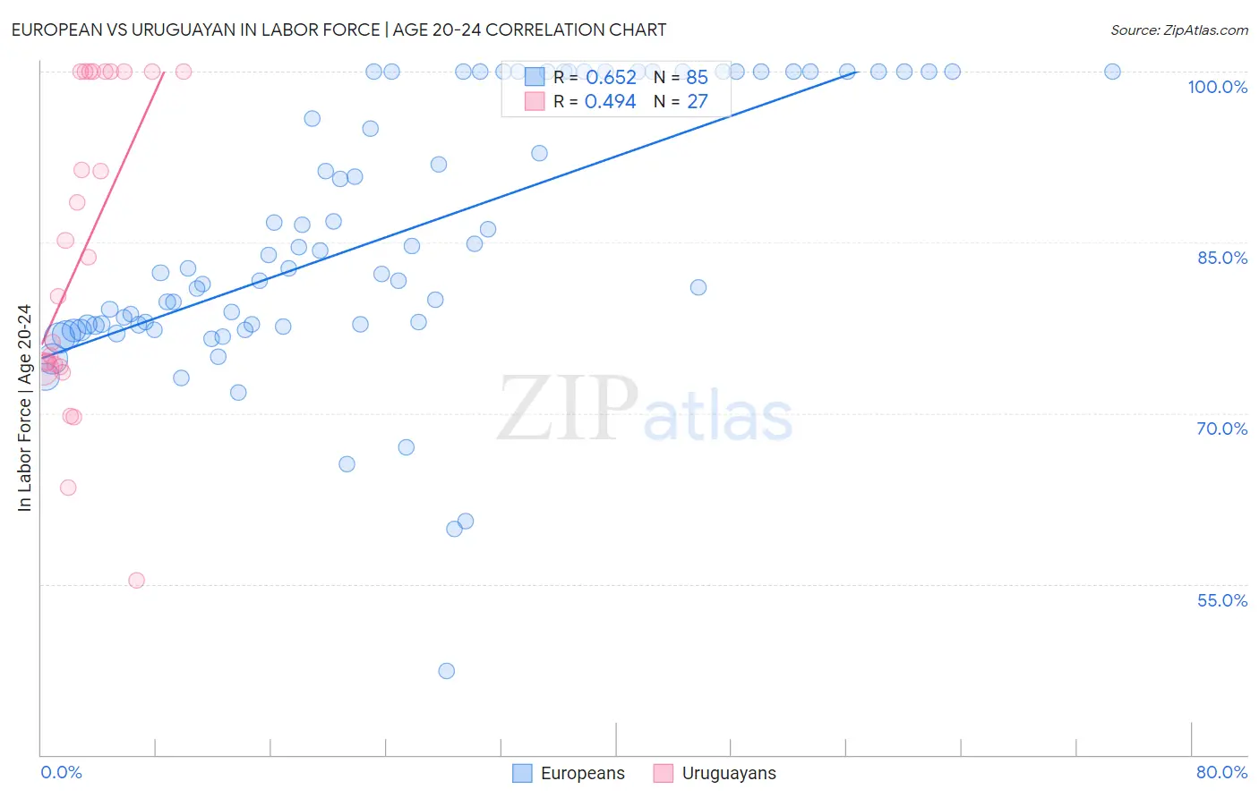 European vs Uruguayan In Labor Force | Age 20-24
