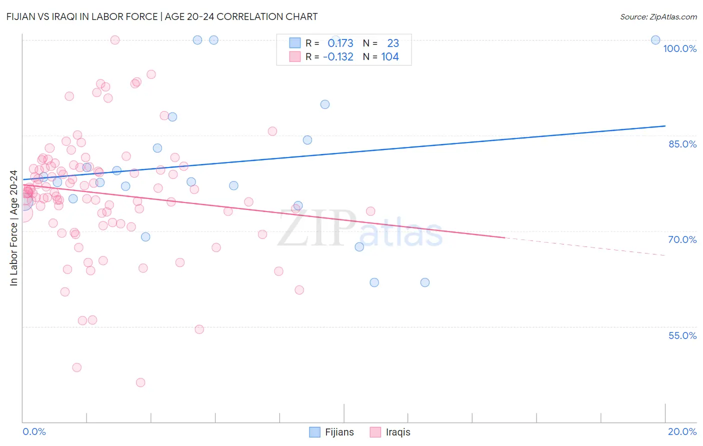 Fijian vs Iraqi In Labor Force | Age 20-24