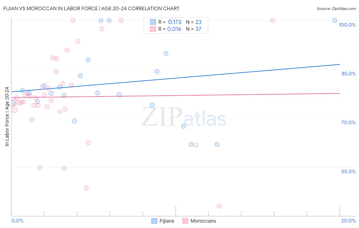 Fijian vs Moroccan In Labor Force | Age 20-24