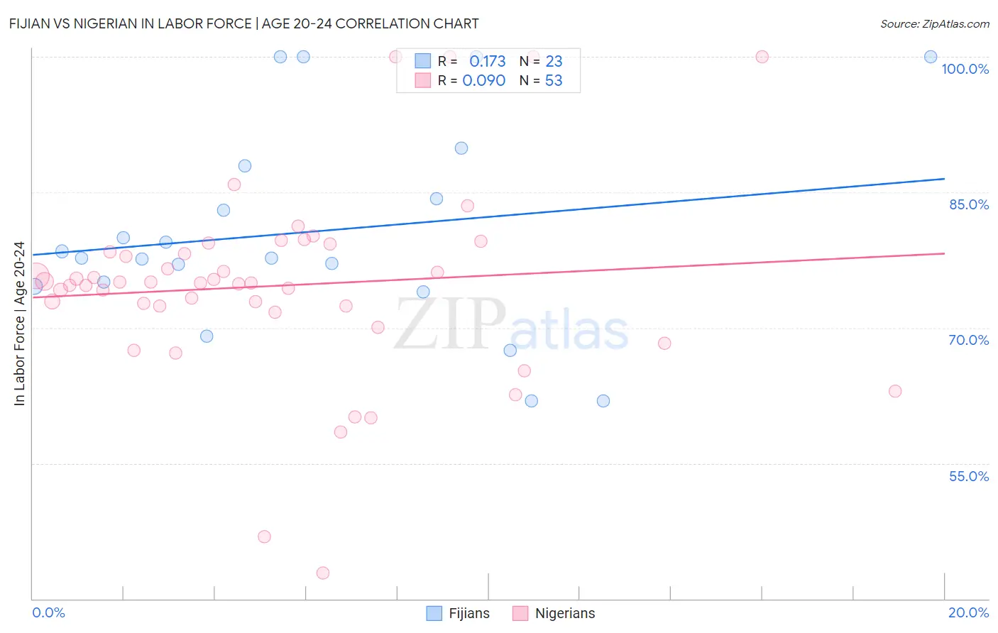 Fijian vs Nigerian In Labor Force | Age 20-24