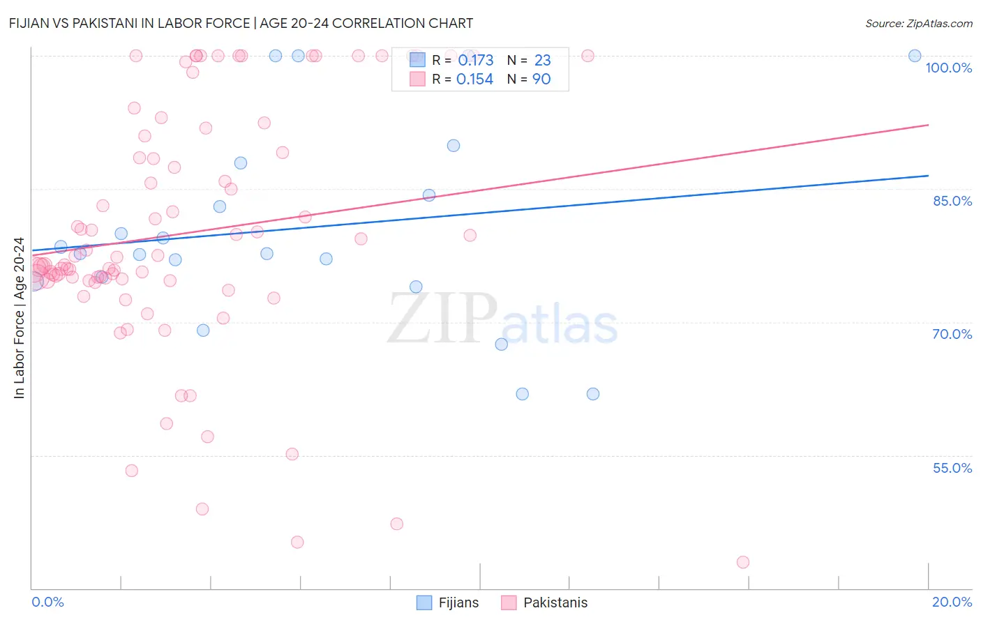 Fijian vs Pakistani In Labor Force | Age 20-24
