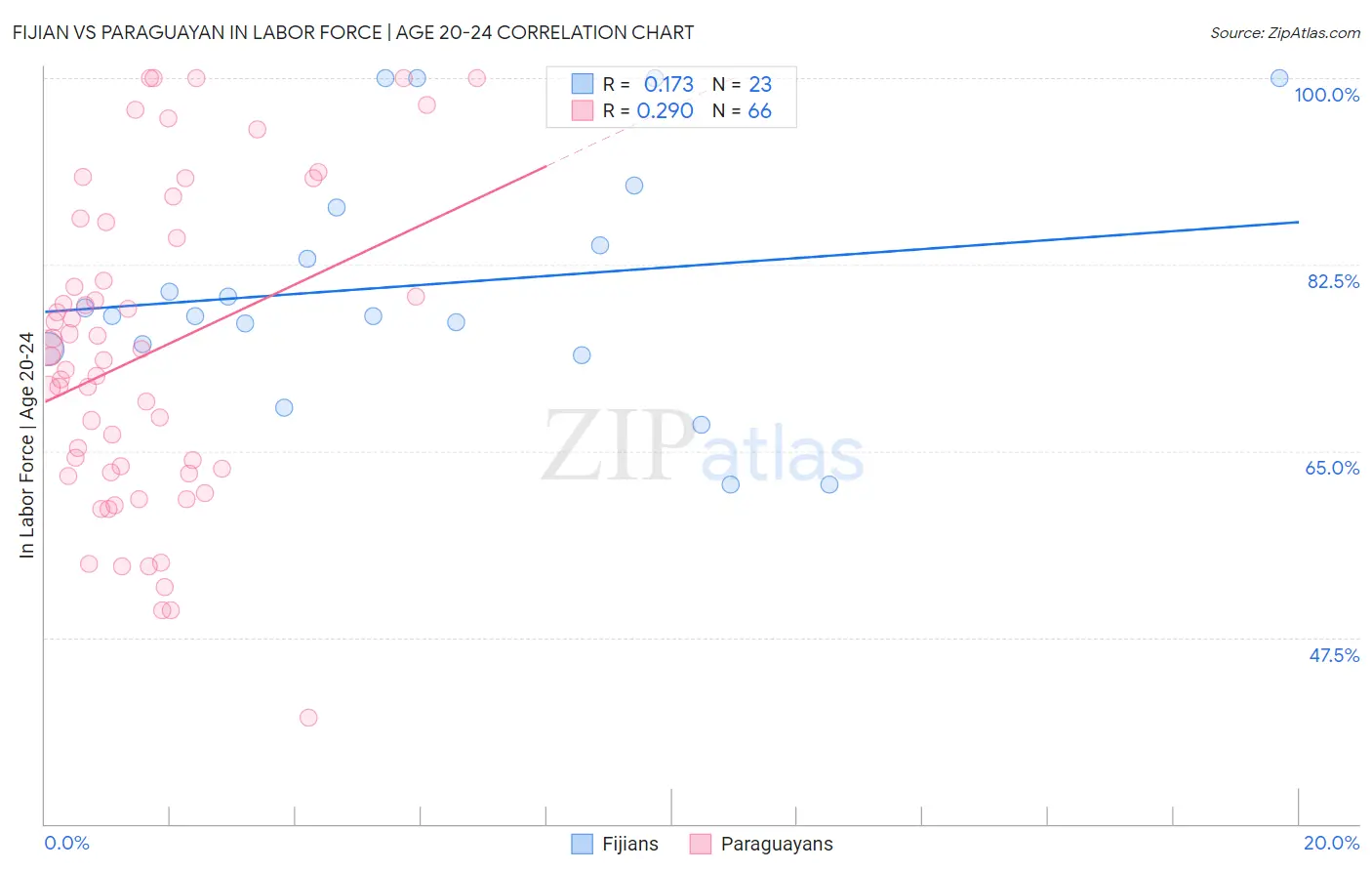 Fijian vs Paraguayan In Labor Force | Age 20-24