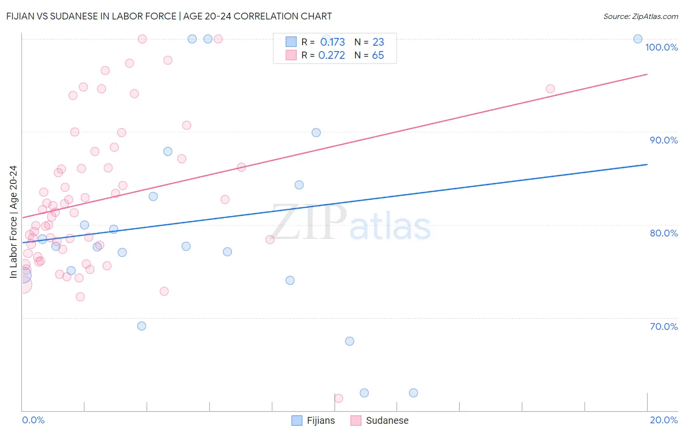 Fijian vs Sudanese In Labor Force | Age 20-24