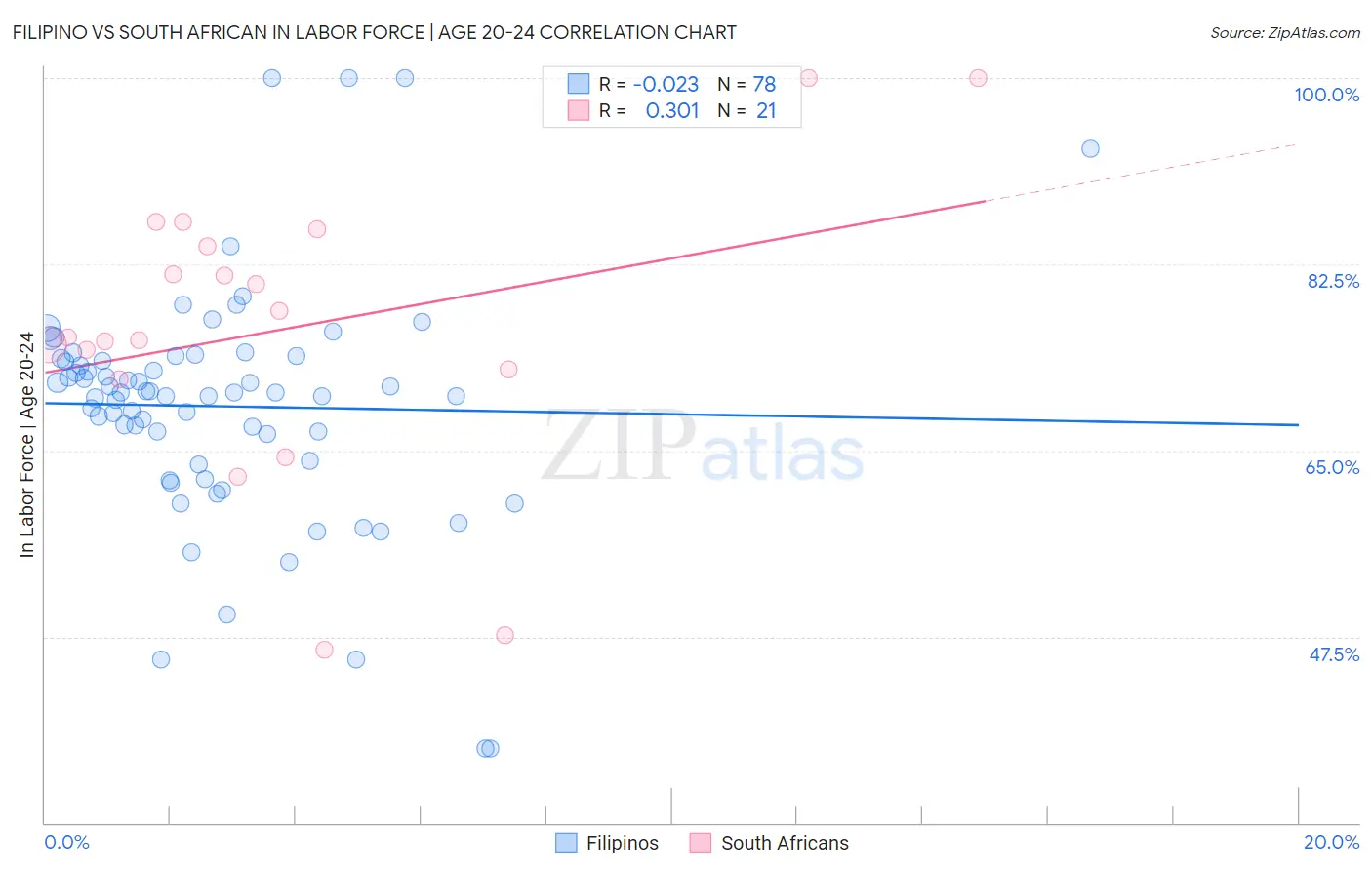 Filipino vs South African In Labor Force | Age 20-24