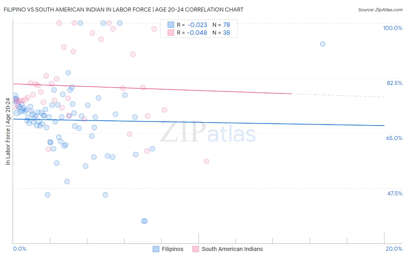 Filipino vs South American Indian In Labor Force | Age 20-24