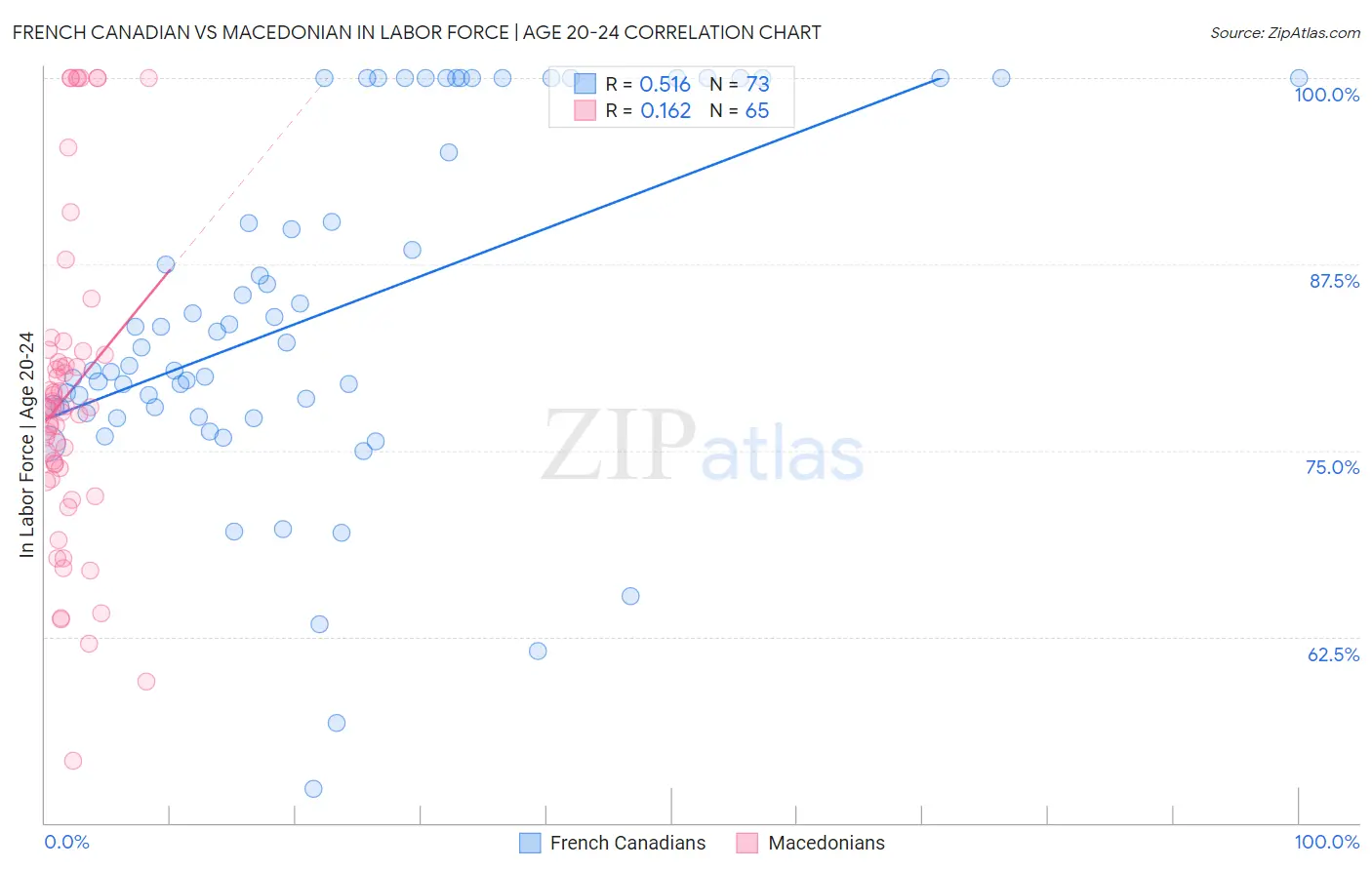 French Canadian vs Macedonian In Labor Force | Age 20-24