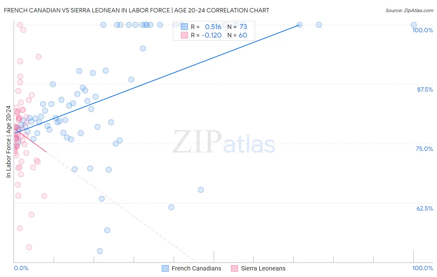 French Canadian vs Sierra Leonean In Labor Force | Age 20-24