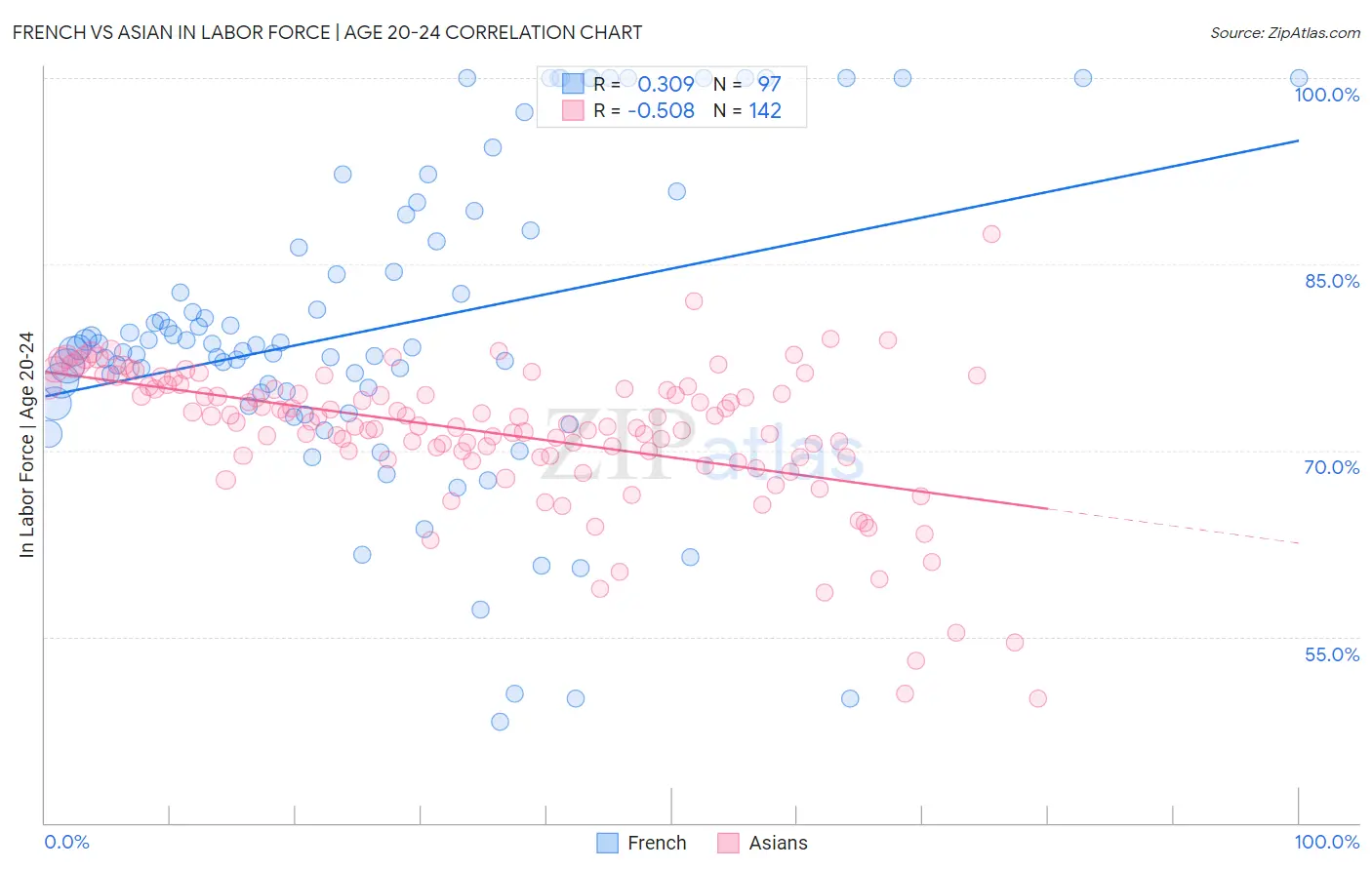 French vs Asian In Labor Force | Age 20-24