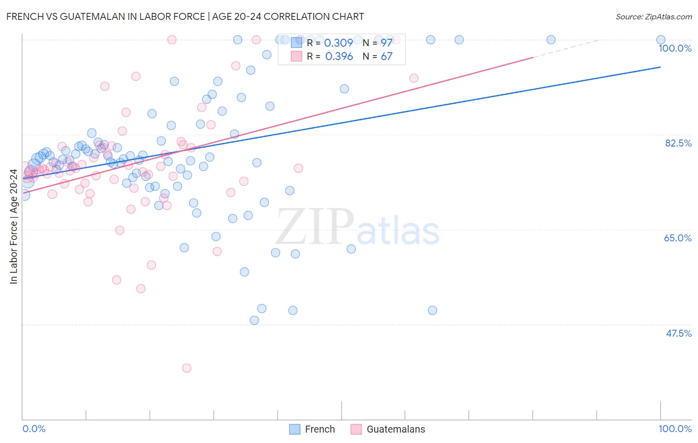 French vs Guatemalan In Labor Force | Age 20-24