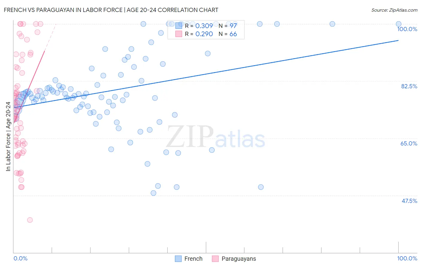 French vs Paraguayan In Labor Force | Age 20-24