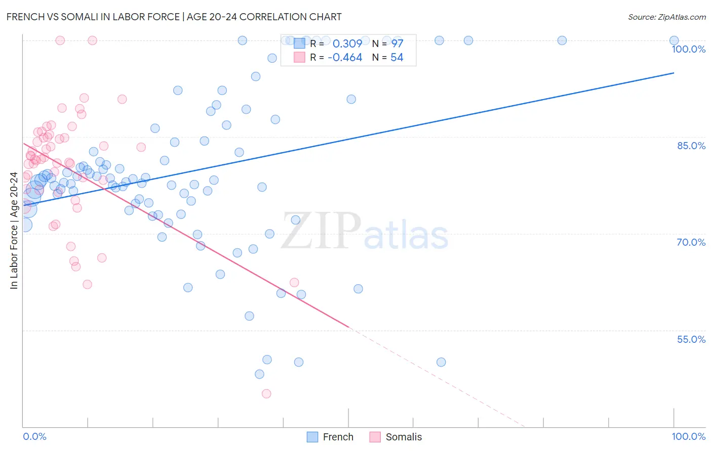 French vs Somali In Labor Force | Age 20-24