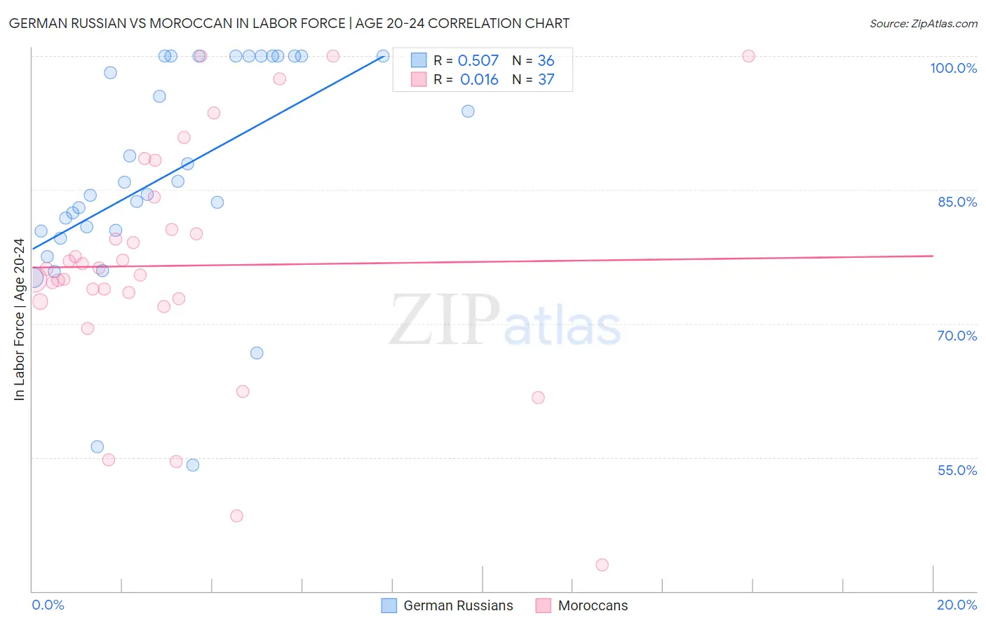 German Russian vs Moroccan In Labor Force | Age 20-24