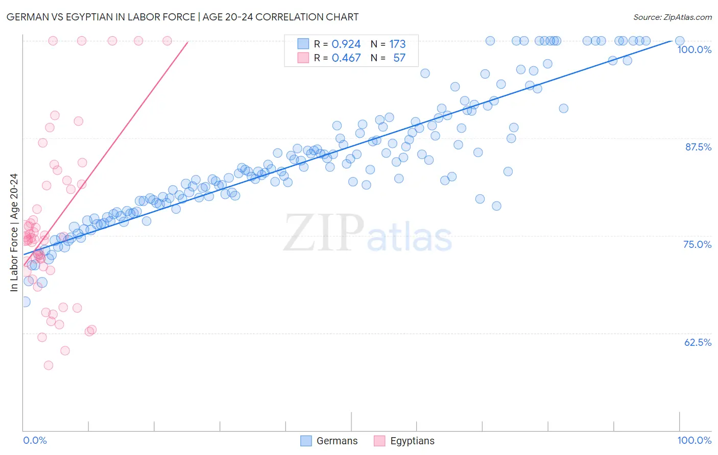 German vs Egyptian In Labor Force | Age 20-24