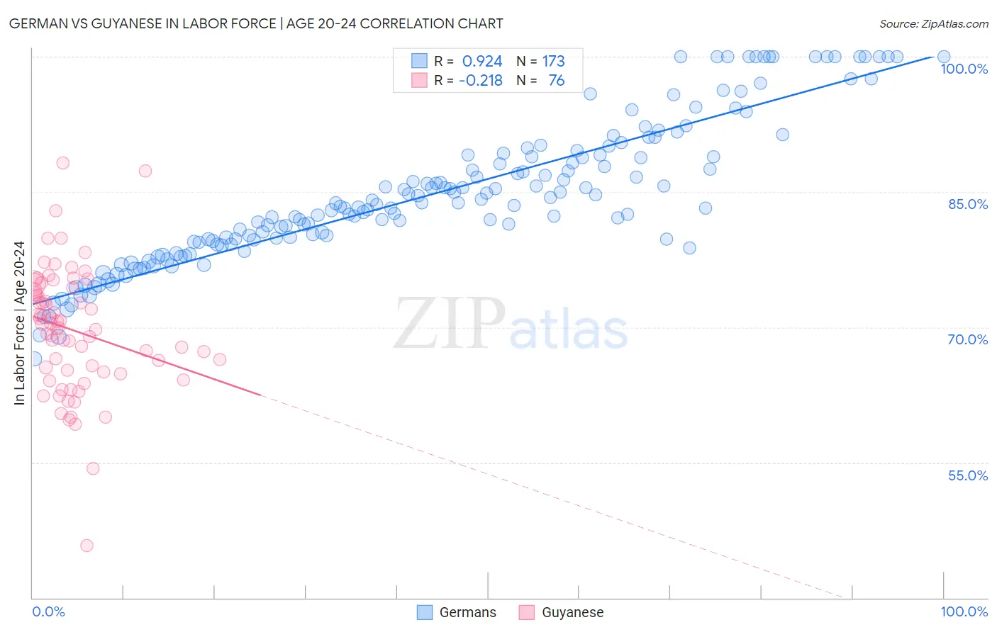 German vs Guyanese In Labor Force | Age 20-24